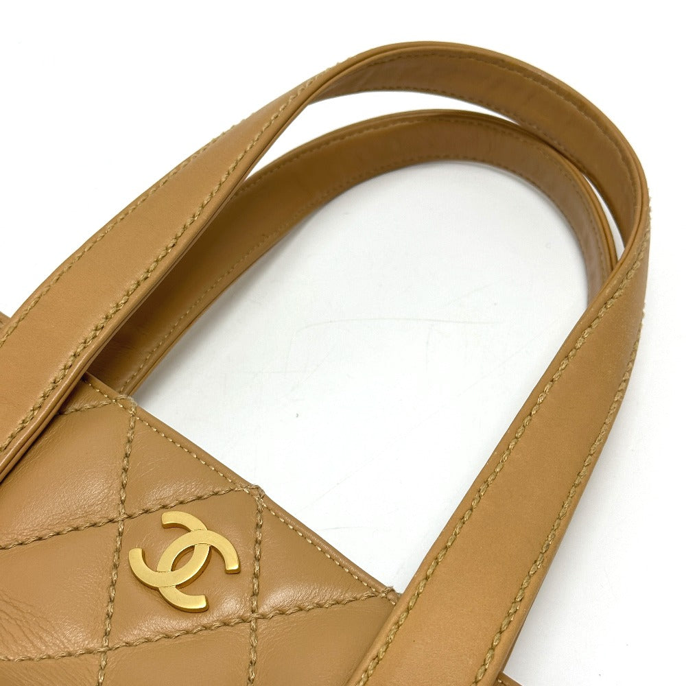 CHANEL ワイルドステッチ カバン ポーチ付き トートバッグ カーフスキン レディース ベージュ