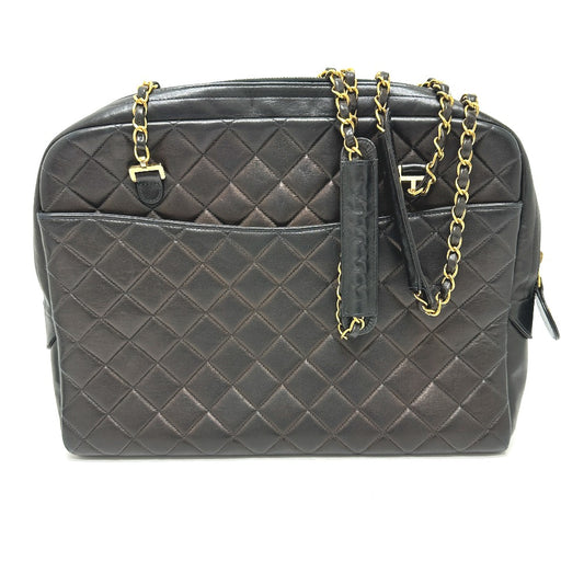 CHANEL ヴィンテージ マトラッセ キルティング CC ココマーク チェーンバッグ カバン ショルダーバッグ ラムスキン レディース ブラック