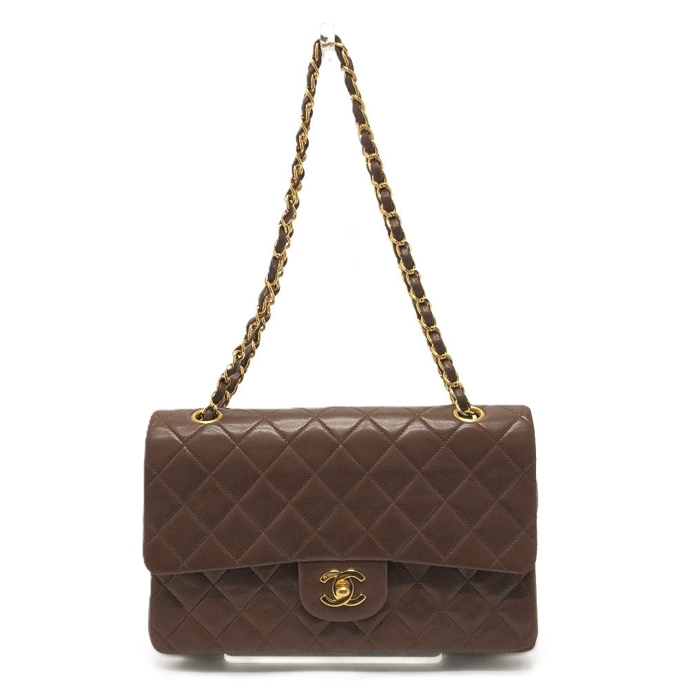 CHANEL A01112 マトラッセ25 マトラッセ 25 Wフラップ Wチェーン 斜め掛け 肩掛け カバン バッグ ショルダーバッグ ラムスキン レディース ブラウン