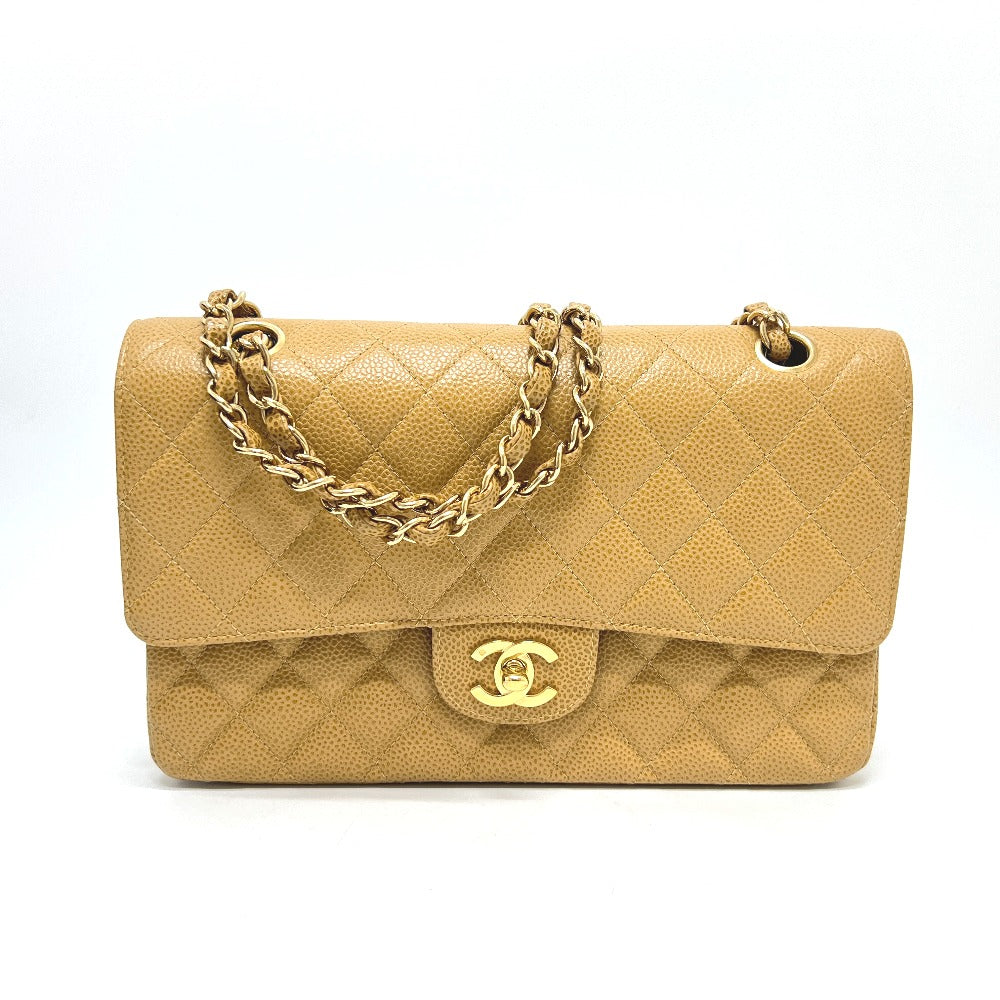 CHANEL A01112 マトラッセ25 マトラッセ 25 Wチェーン カバン バッグ ショルダーバッグ キャビアスキン レディース ベージュ