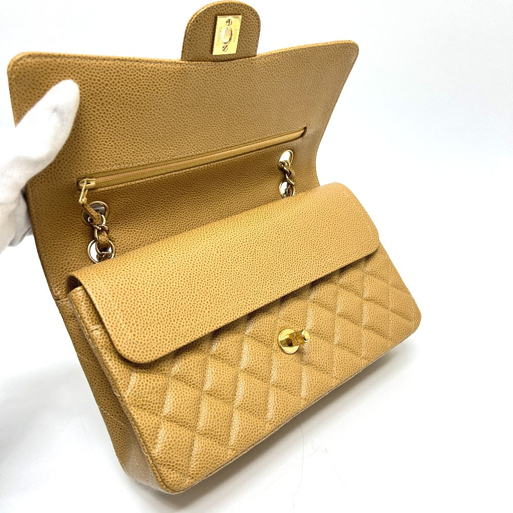 CHANEL A01112 マトラッセ25 マトラッセ 25 Wチェーン カバン バッグ ショルダーバッグ キャビアスキン レディース ベージュ