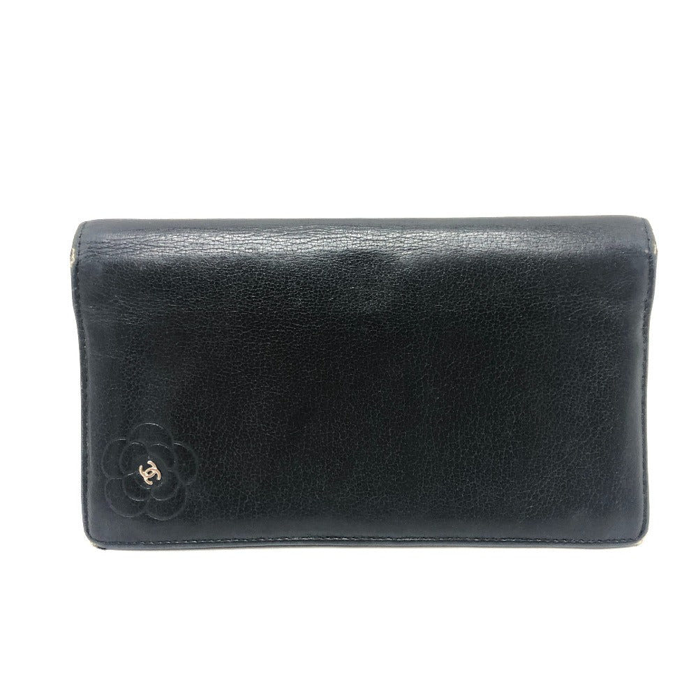 CHANEL カメリア 2つ折り財布 長財布 財布 ウォレット 長財布 レザー レディース ブラック - brandshop-reference
