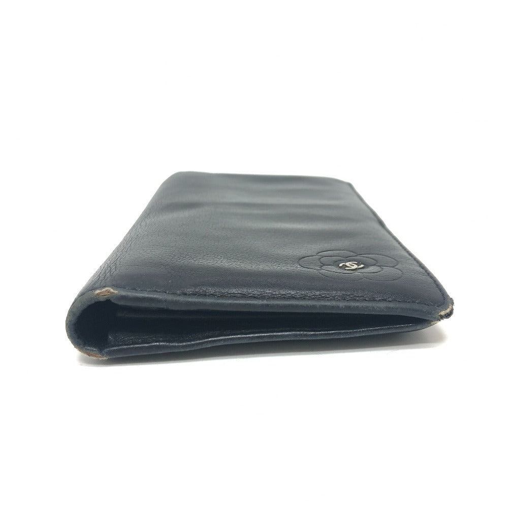 CHANEL カメリア 2つ折り財布 長財布 財布 ウォレット 長財布 レザー レディース ブラック - brandshop-reference