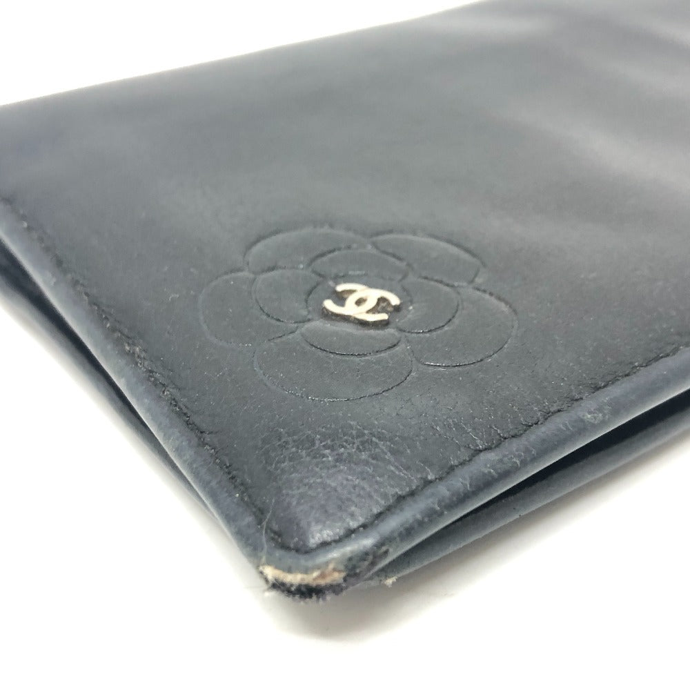 CHANEL カメリア 2つ折り財布 長財布 財布 ウォレット 長財布 レザー レディース ブラック - brandshop-reference