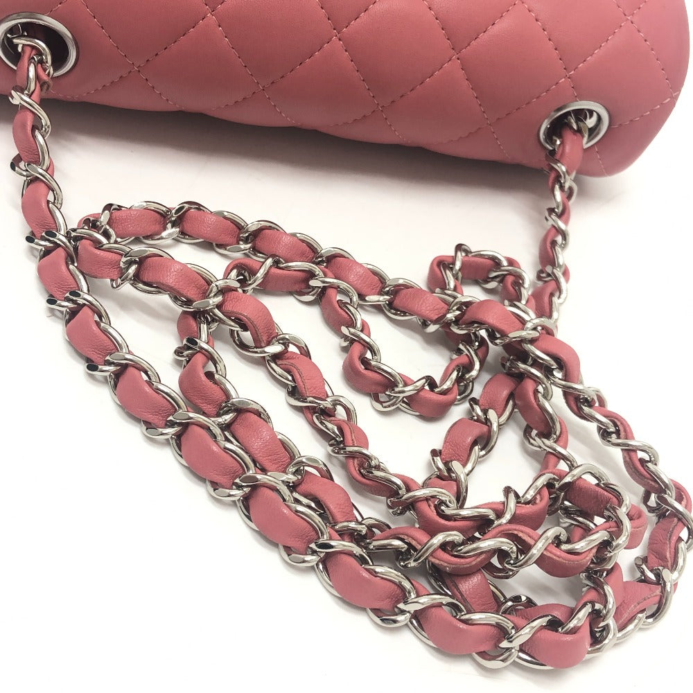 CHANEL Mini Matelasse 20 Single Chain Bag SilverHardware Shoulder Bag Lambskin Leather pink Used