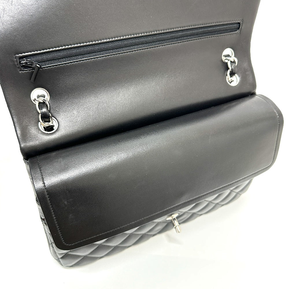 CHANEL A58600 マトラッセ30 Wフラップ Wチェーン 肩掛け 斜め掛け カバン ショルダーバッグ ラムスキン レディース ブラック