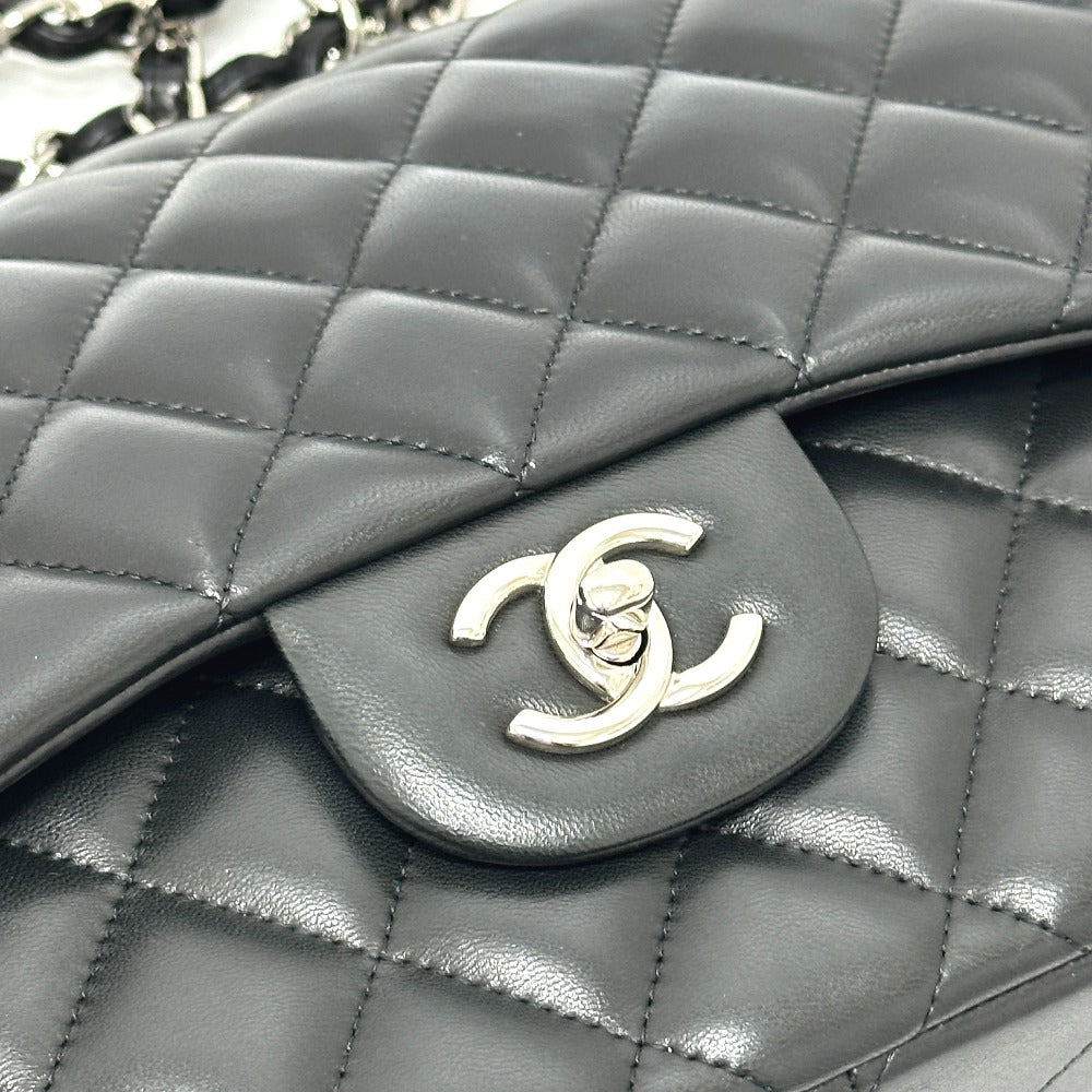 CHANEL A58600 マトラッセ30 Wフラップ Wチェーン 肩掛け 斜め掛け カバン ショルダーバッグ ラムスキン レディース ブラック
