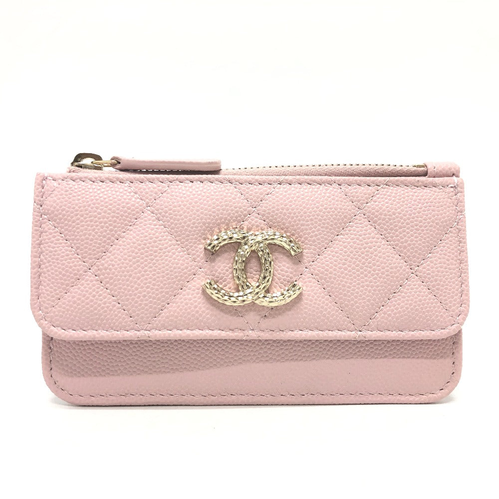 CHANEL マトラッセ ココマーク ロゴ 小物 フラグメントケース カードケース コインケース キャビアスキン レディース ピンク - brandshop-reference
