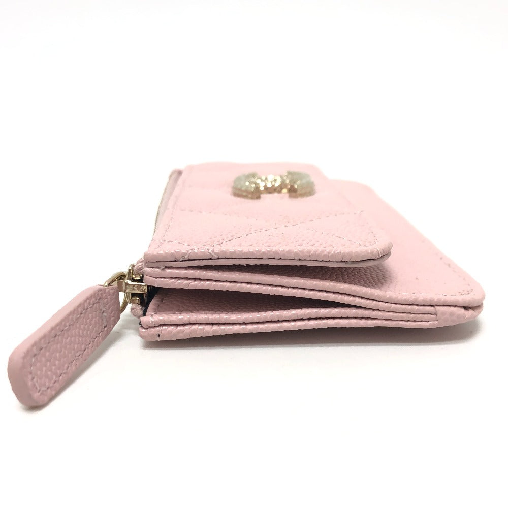 CHANEL マトラッセ ココマーク ロゴ 小物 フラグメントケース カードケース コインケース キャビアスキン レディース ピンク - brandshop-reference