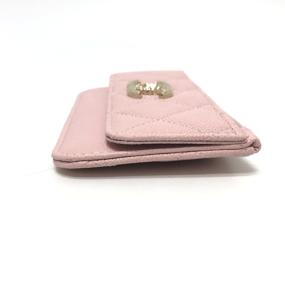 CHANEL マトラッセ ココマーク ロゴ 小物 フラグメントケース カードケース コインケース キャビアスキン レディース ピンク - brandshop-reference