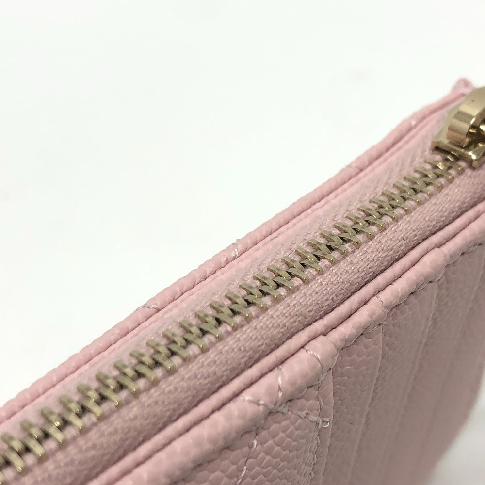 CHANEL マトラッセ ココマーク ロゴ 小物 フラグメントケース カードケース コインケース キャビアスキン レディース ピンク - brandshop-reference