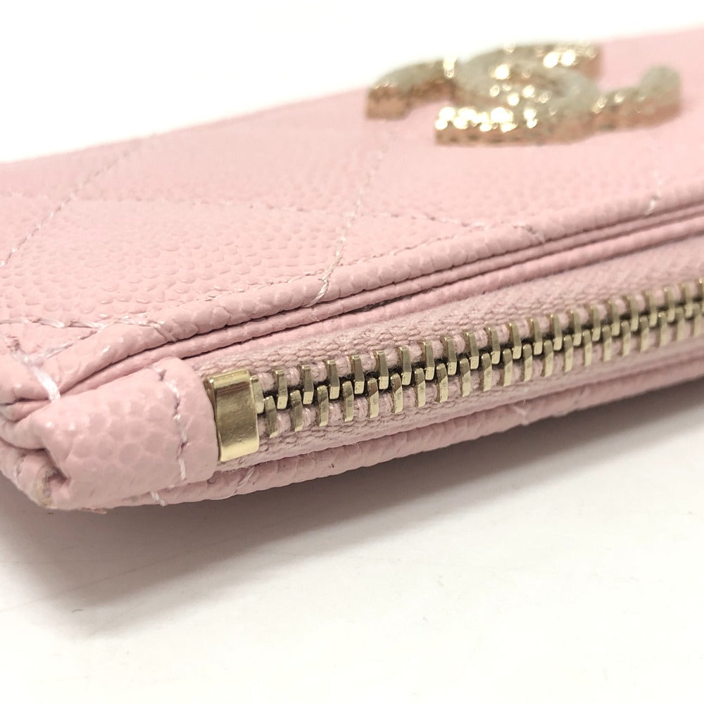 CHANEL マトラッセ ココマーク ロゴ 小物 フラグメントケース カードケース コインケース キャビアスキン レディース ピンク - brandshop-reference