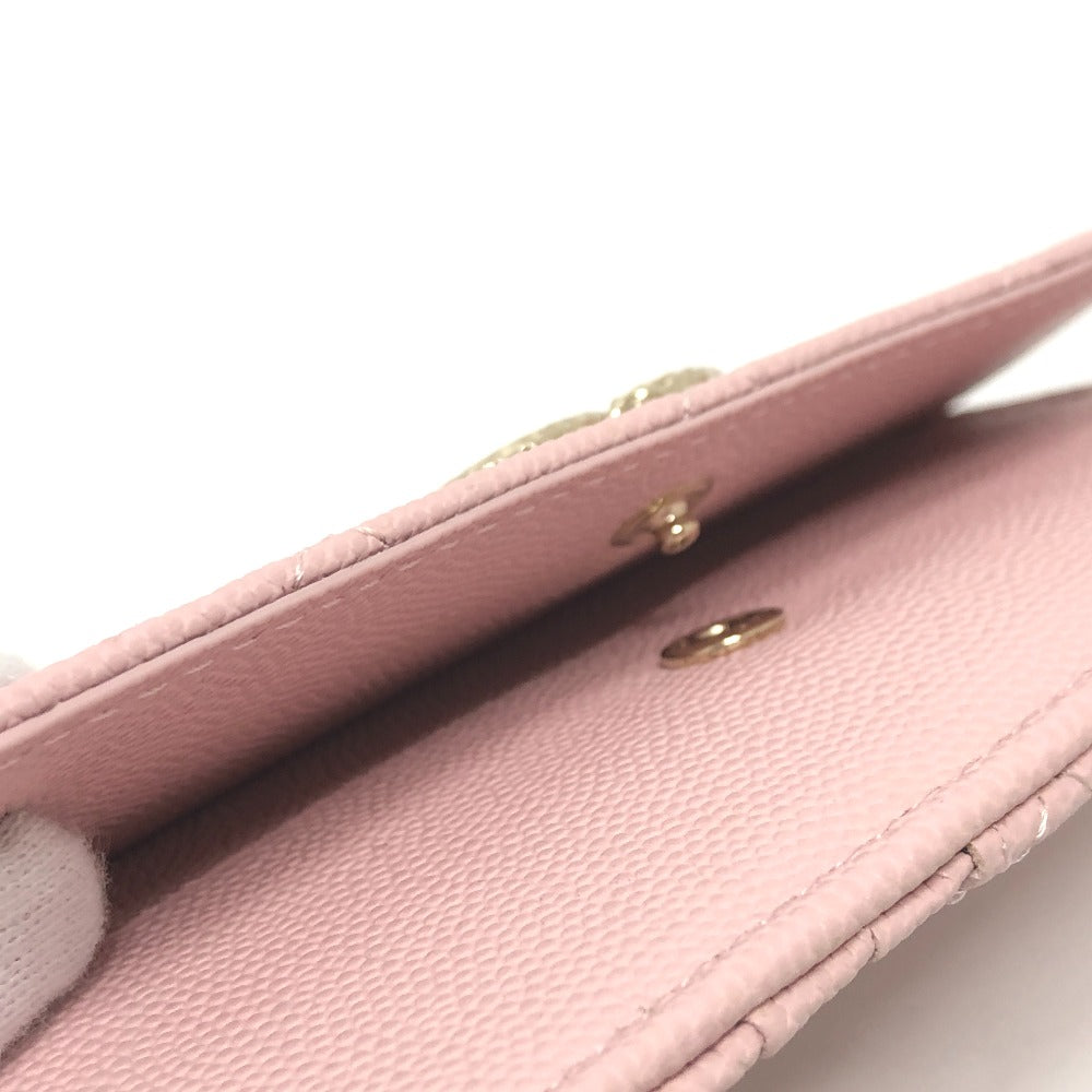 CHANEL マトラッセ ココマーク ロゴ 小物 フラグメントケース カードケース コインケース キャビアスキン レディース ピンク - brandshop-reference