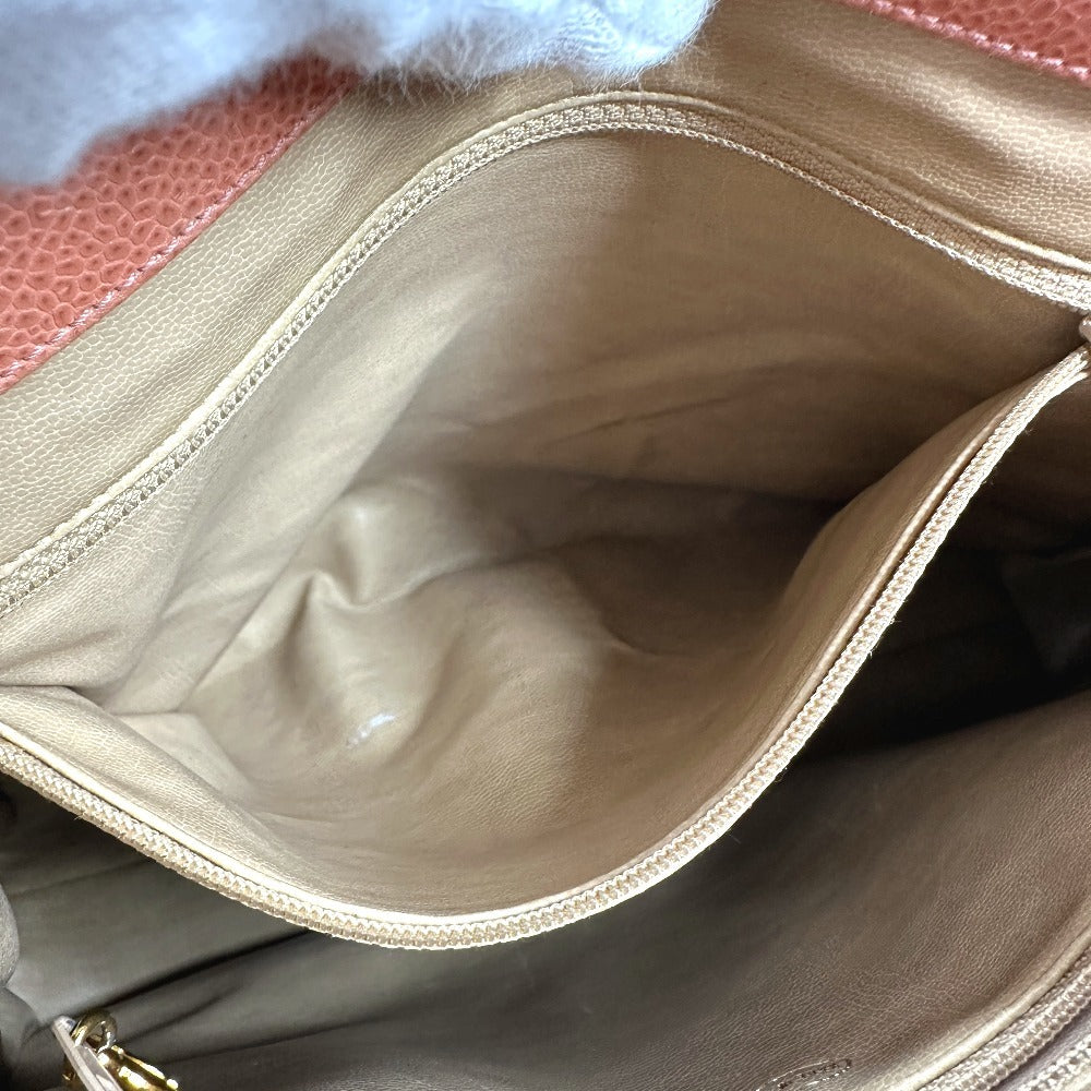 CHANEL ヴィンテージ CC ココマーク Wチェーン ロゴ 肩掛け カバン トートバッグ チェーンバッグ ショルダーバッグ キャビアスキン レディース ピンク - brandshop-reference