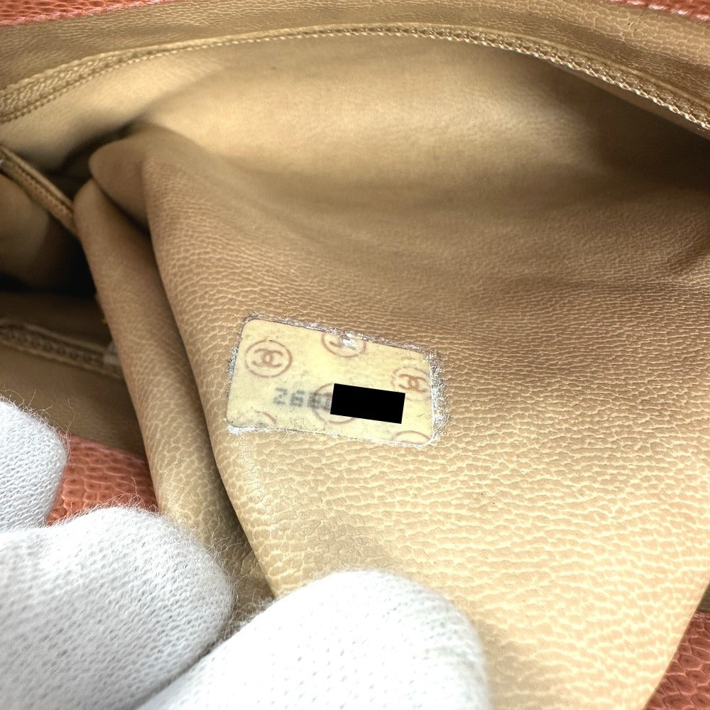 CHANEL ヴィンテージ CC ココマーク Wチェーン ロゴ 肩掛け カバン トートバッグ チェーンバッグ ショルダーバッグ キャビアスキン レディース ピンク - brandshop-reference