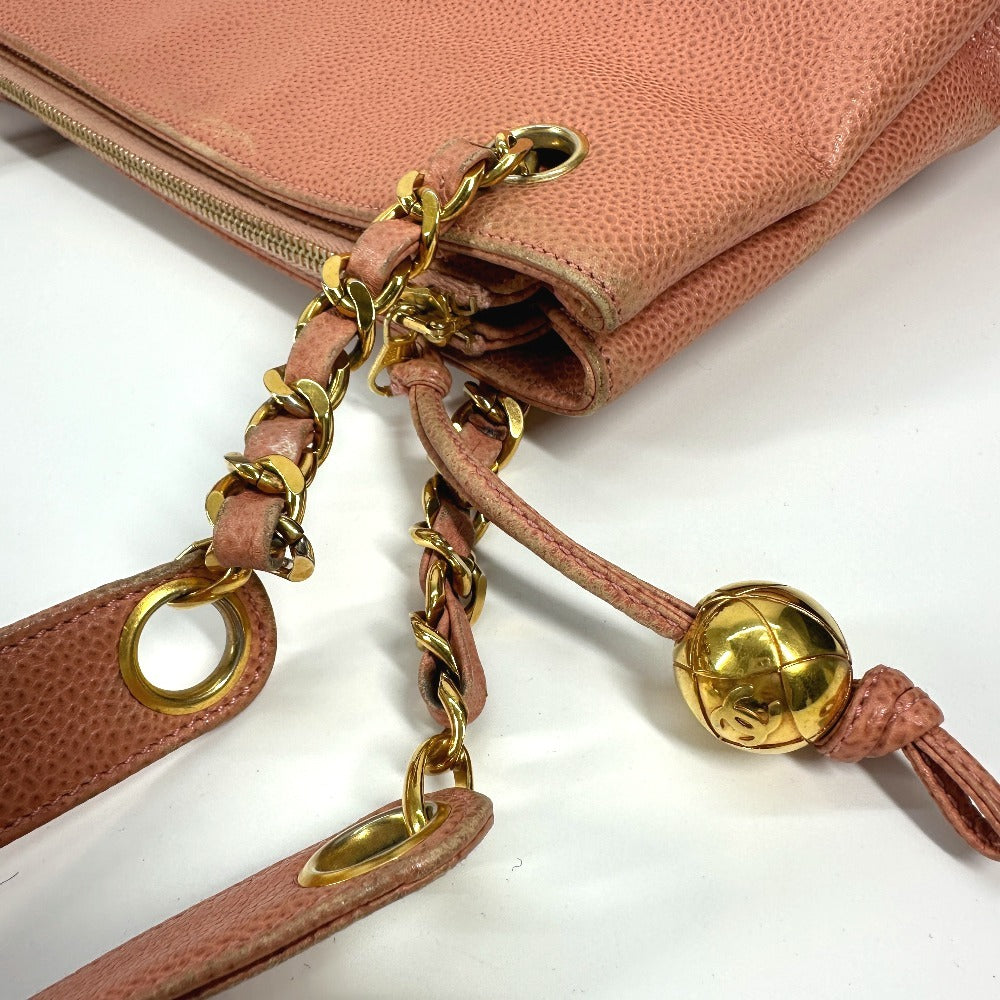 Vintage CHANEL CC Coco Mark Double Chain Logo Shoulder Bag Tote Bag Chain Bag Shoulder Bag Caviar Skin Women's Pink
