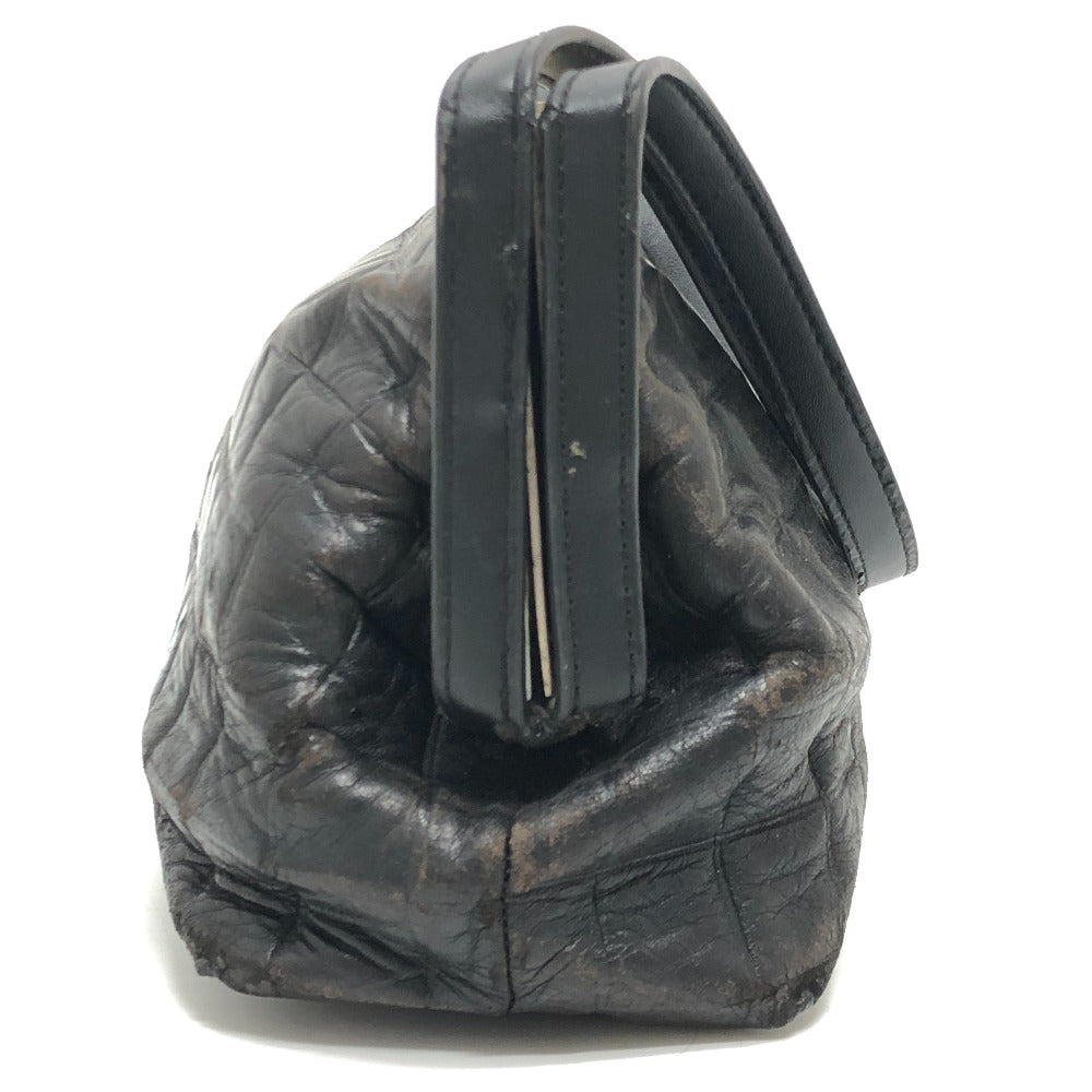 CHANEL Chocolate Bar Bag Clasp Here Mark Handbag Shoulder Bag Lambskin Women's Black