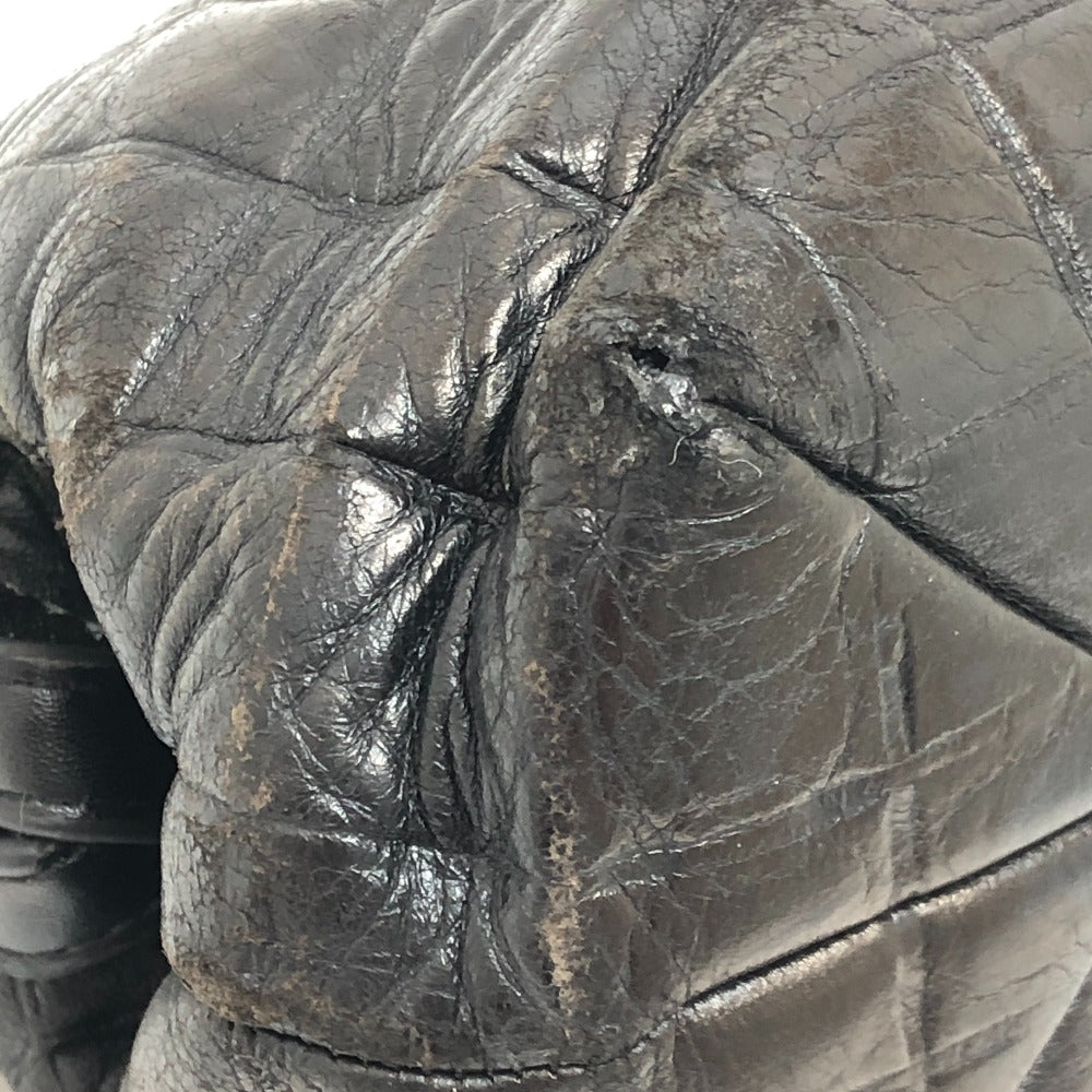 CHANEL Chocolate Bar Bag Clasp Here Mark Handbag Shoulder Bag Lambskin Women's Black