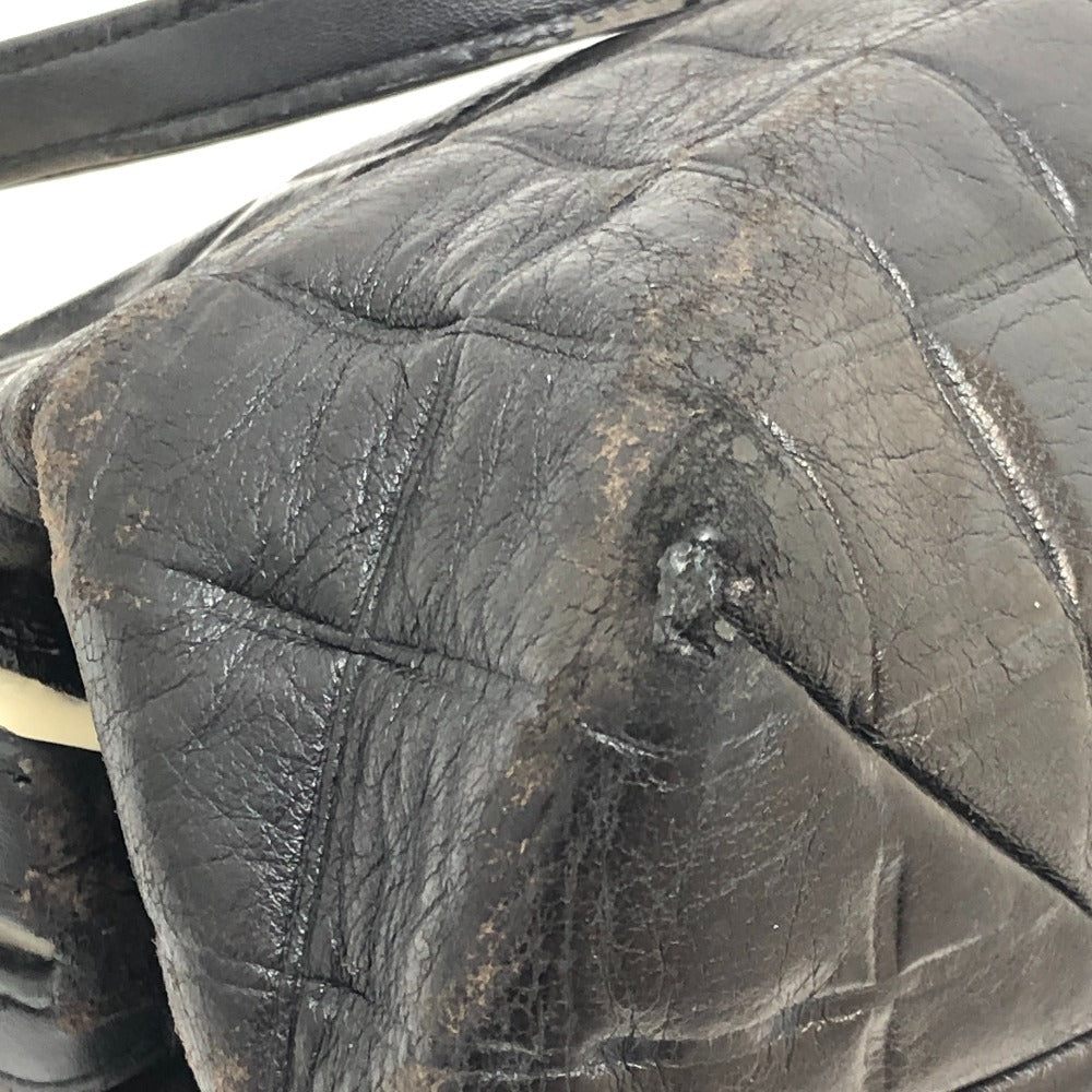 CHANEL Chocolate Bar Bag Clasp Here Mark Handbag Shoulder Bag Lambskin Women's Black