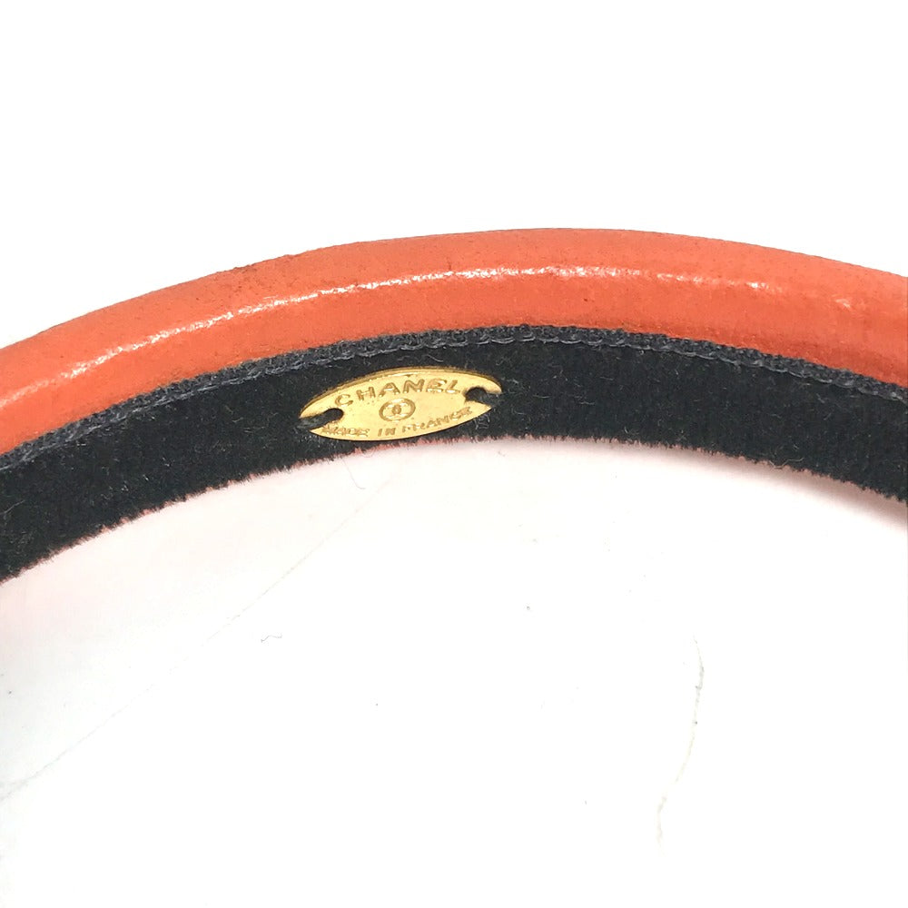 CHANEL Headband, CC Coco Mark, Hair Accessory, Leather Headband, Women's, Orange