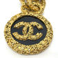 CHANEL Coco Coco Mark Vintage Charm 03A Key Ring, Brass, Women's, Gold and Black