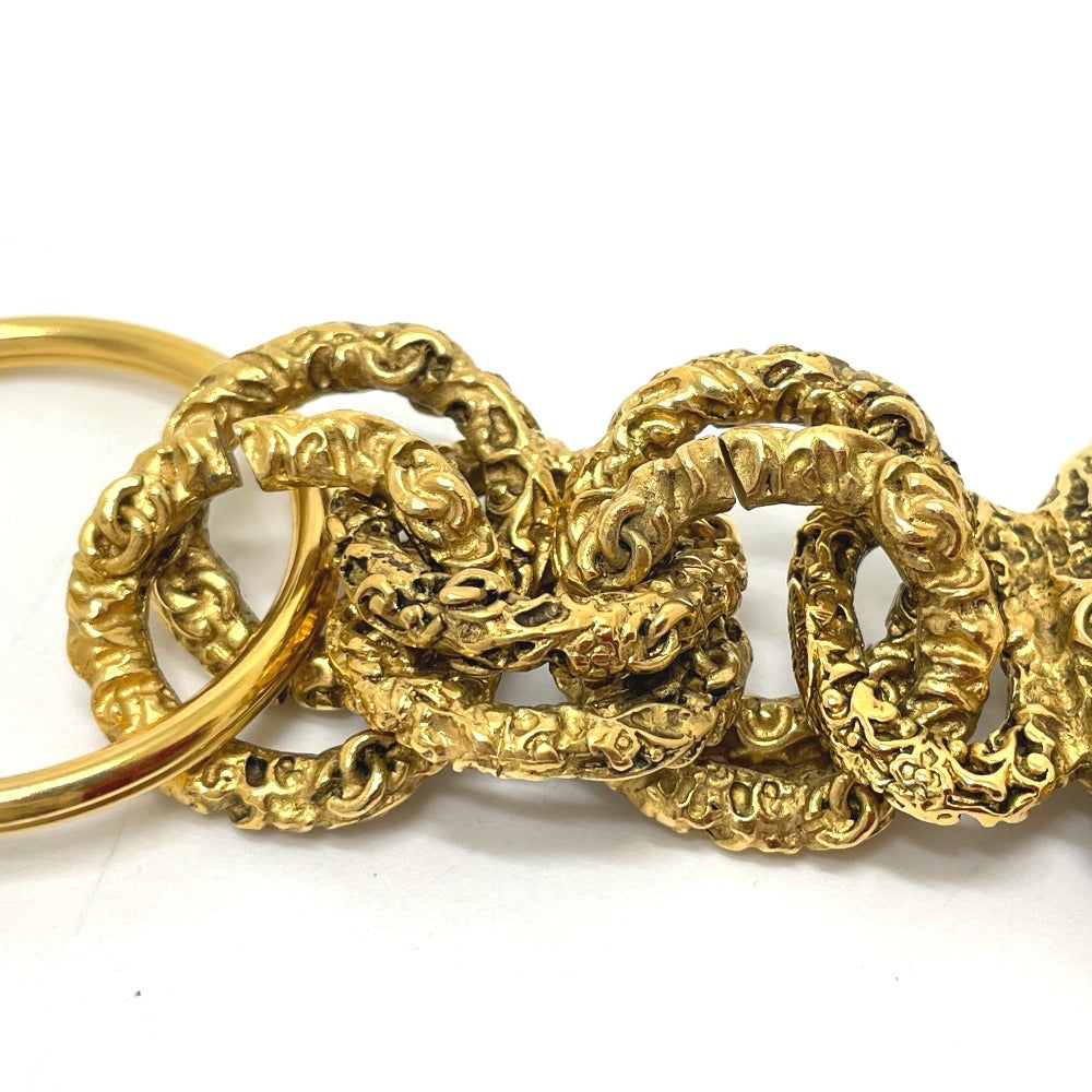 CHANEL Coco Coco Mark Vintage Charm 03A Key Ring, Brass, Women's, Gold and Black