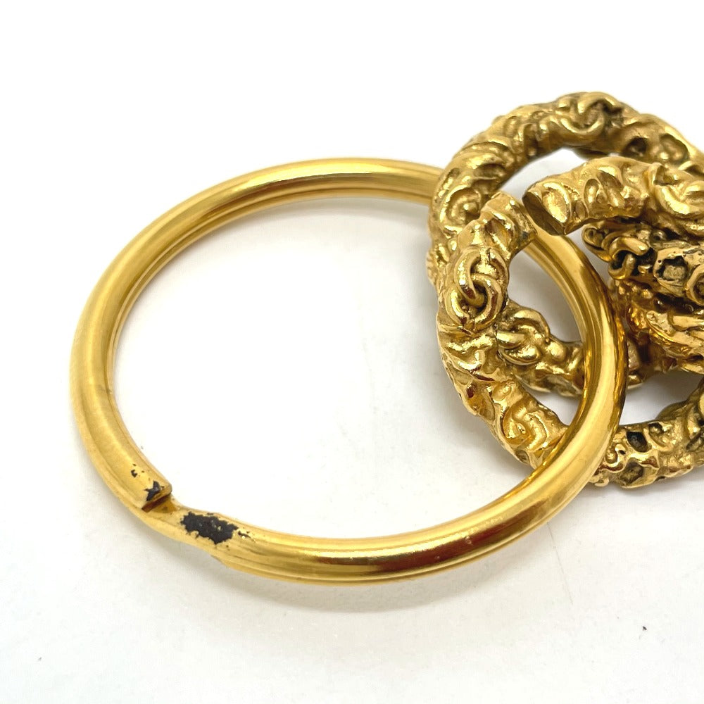 CHANEL Coco Coco Mark Vintage Charm 03A Key Ring, Brass, Women's, Gold and Black