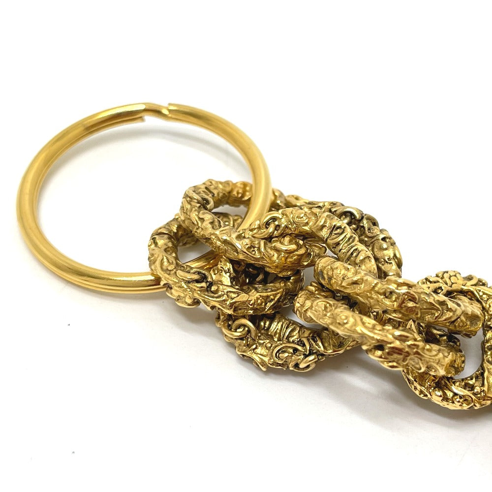 CHANEL Coco Coco Mark Vintage Charm 03A Key Ring, Brass, Women's, Gold and Black