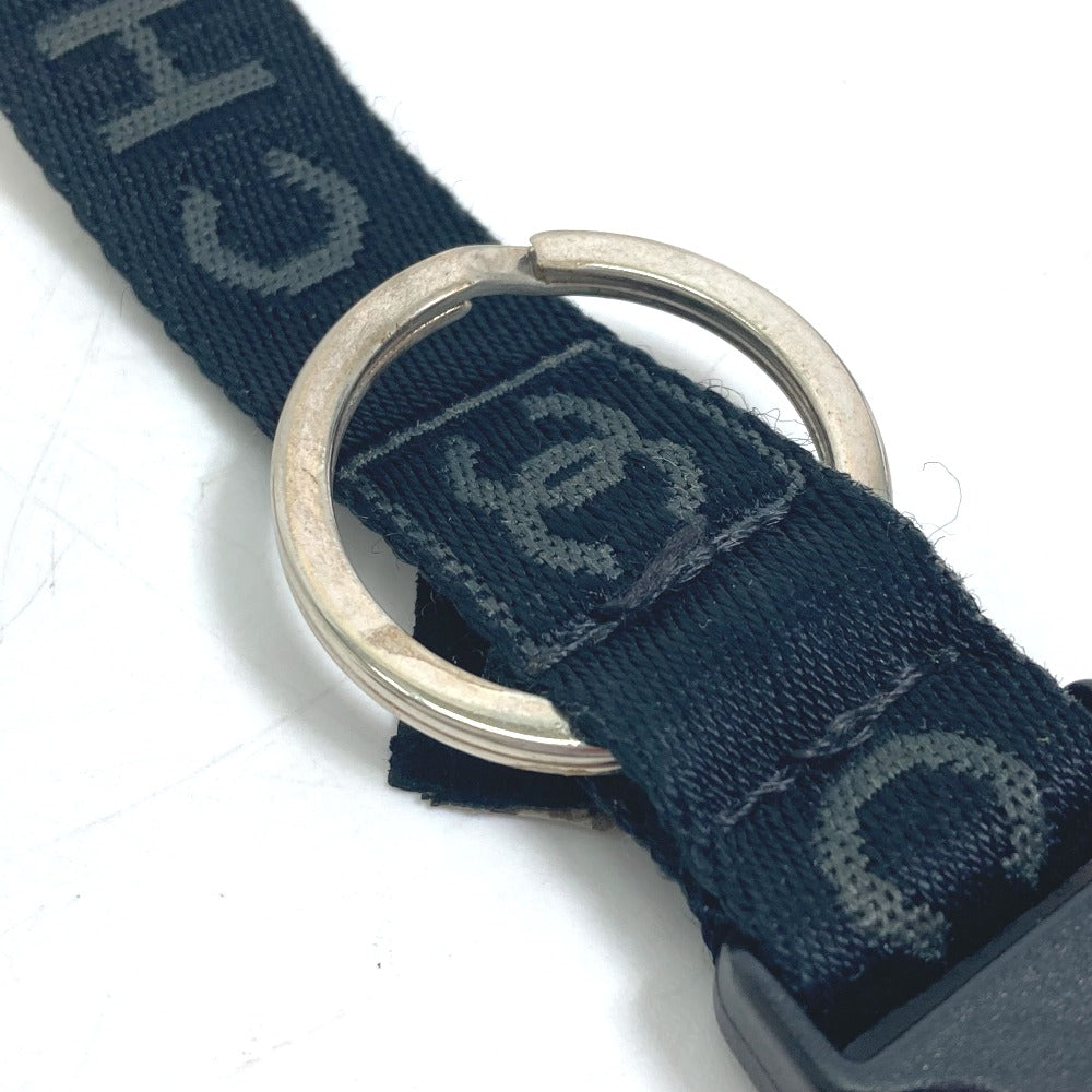 CHANEL Sports Compass CC Coco Mark Keychain Key Ring Nylon Canvas Women's Black