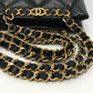 CHANEL AS3502 Coco Mark CC Matelasse Small Shopping Bag, Chain Bag, Shoulder Bag, Lambskin, Black, Women's