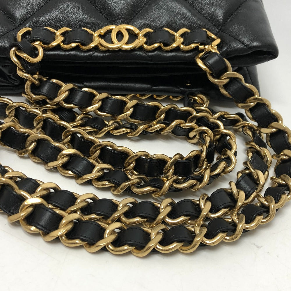 CHANEL AS3502 Coco Mark CC Matelasse Small Shopping Bag, Chain Bag, Shoulder Bag, Lambskin, Black, Women's