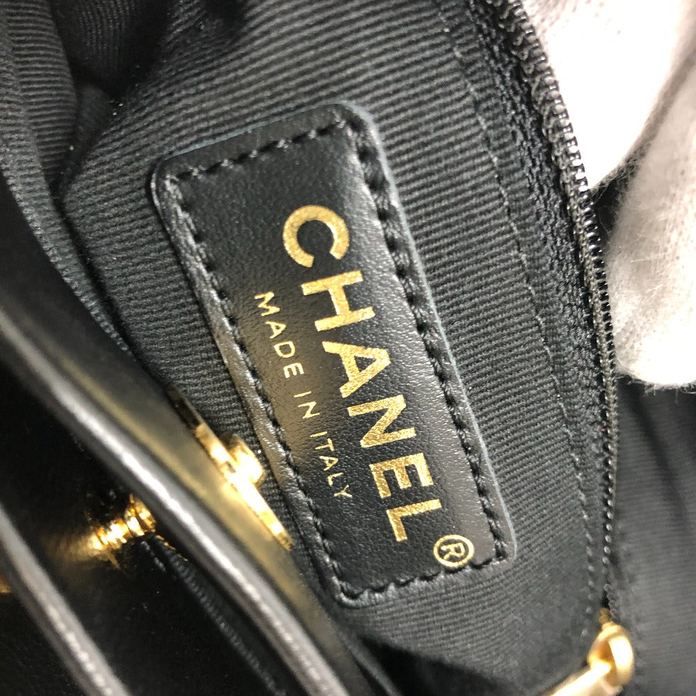 CHANEL AS3502 Coco Mark CC Matelasse Small Shopping Bag, Chain Bag, Shoulder Bag, Lambskin, Black, Women's