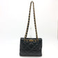CHANEL AS3502 Coco Mark CC Matelasse Small Shopping Bag, Chain Bag, Shoulder Bag, Lambskin, Black, Women's