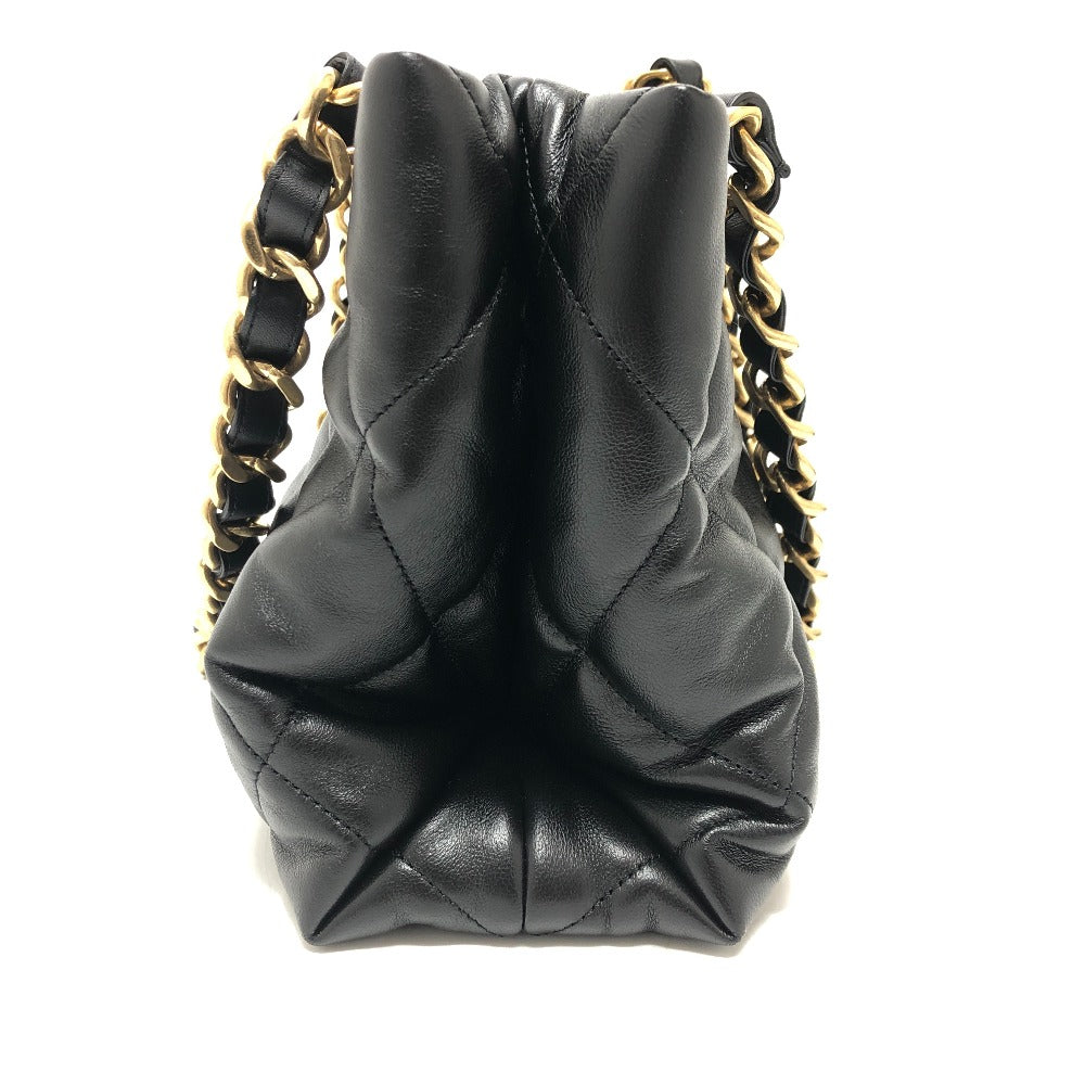 CHANEL AS3502 Coco Mark CC Matelasse Small Shopping Bag, Chain Bag, Shoulder Bag, Lambskin, Black, Women's
