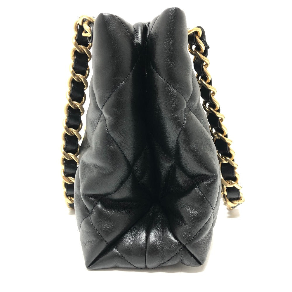 CHANEL AS3502 Coco Mark CC Matelasse Small Shopping Bag, Chain Bag, Shoulder Bag, Lambskin, Black, Women's