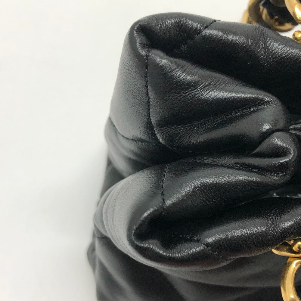 CHANEL AS3502 Coco Mark CC Matelasse Small Shopping Bag, Chain Bag, Shoulder Bag, Lambskin, Black, Women's