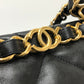 CHANEL AS3502 Coco Mark CC Matelasse Small Shopping Bag, Chain Bag, Shoulder Bag, Lambskin, Black, Women's