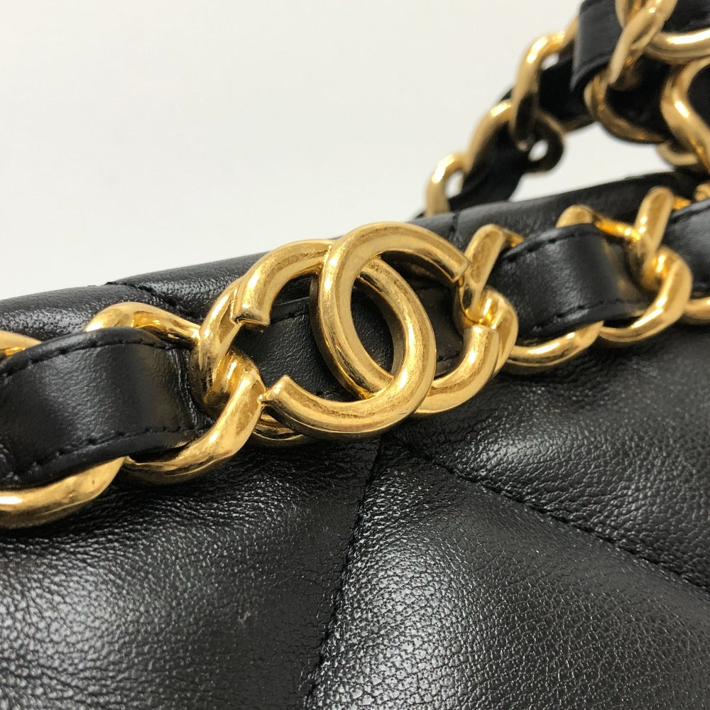 CHANEL AS3502 Coco Mark CC Matelasse Small Shopping Bag, Chain Bag, Shoulder Bag, Lambskin, Black, Women's