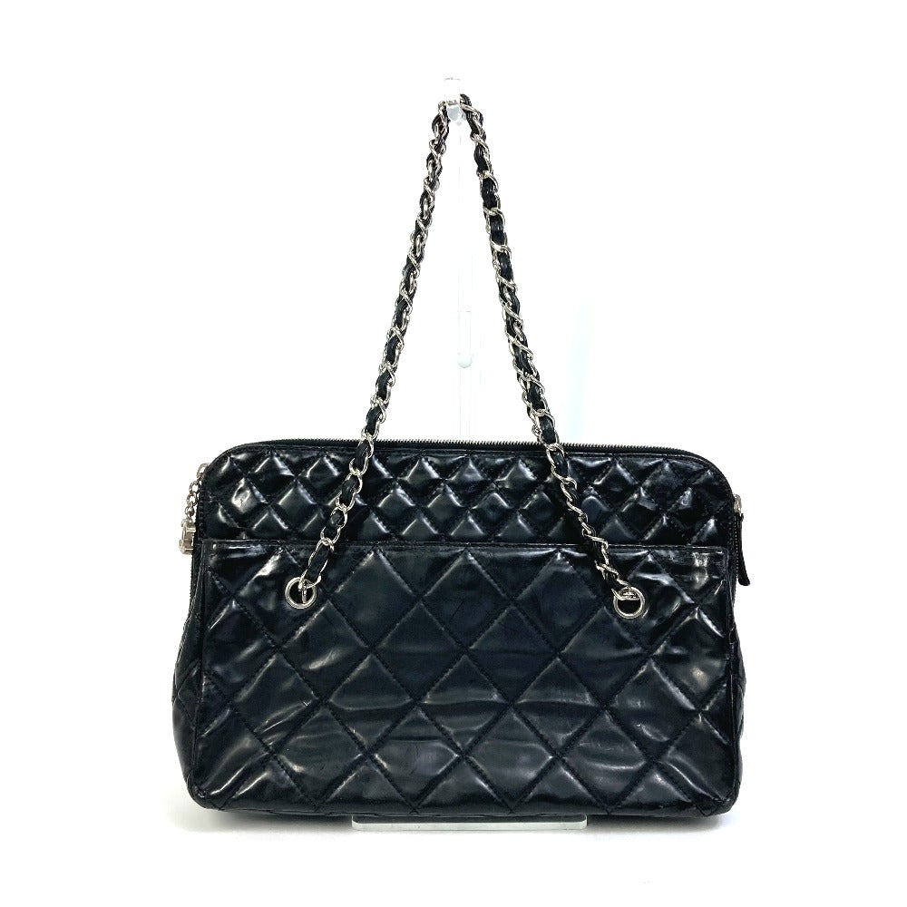 CHANEL Matelasse Chain Shoulder Bag, Tote Bag, Patent Leather, Women's, Black