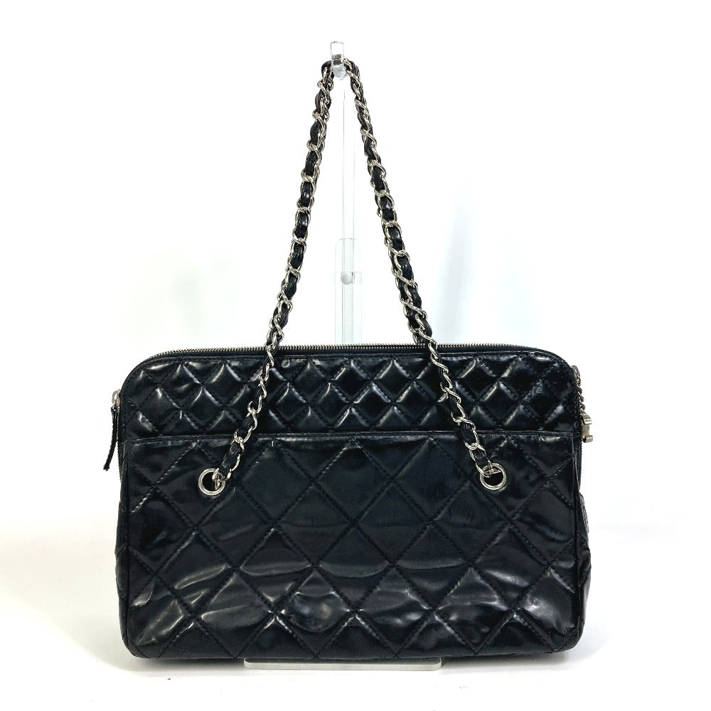 CHANEL Matelasse Chain Shoulder Bag, Tote Bag, Patent Leather, Women's, Black
