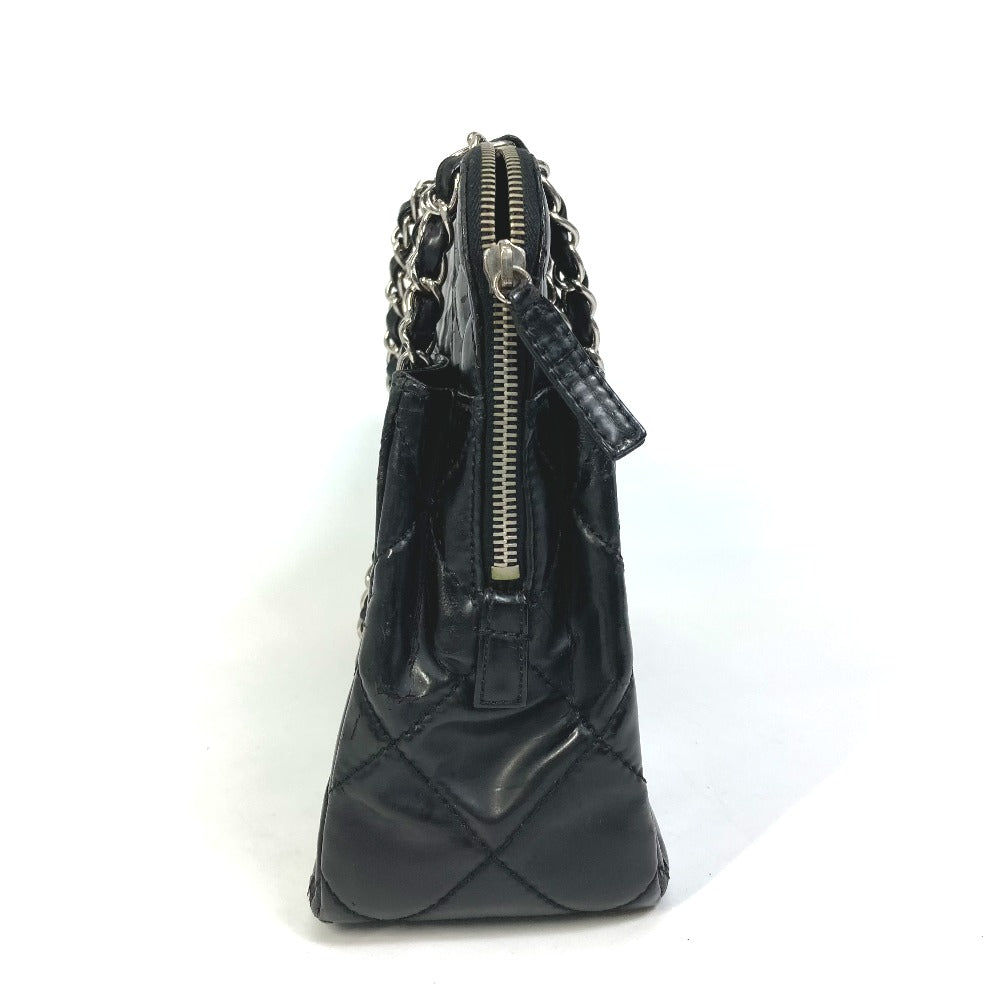 CHANEL Matelasse Chain Shoulder Bag, Tote Bag, Patent Leather, Women's, Black