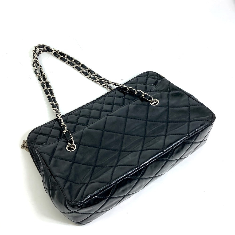 CHANEL Matelasse Chain Shoulder Bag, Tote Bag, Patent Leather, Women's, Black