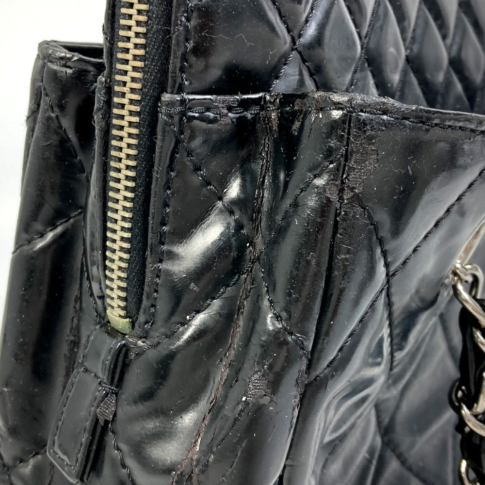 CHANEL Matelasse Chain Shoulder Bag, Tote Bag, Patent Leather, Women's, Black