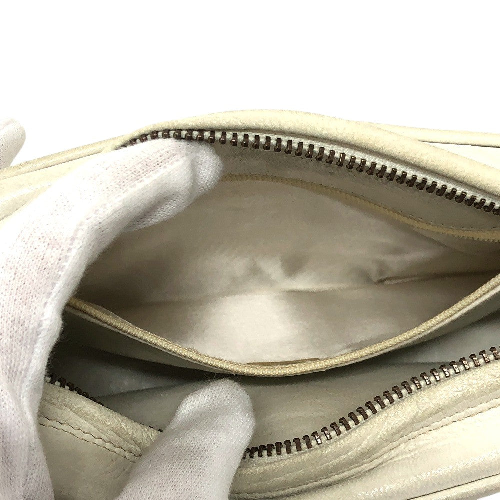 CHANEL Matelasse CC Mark Fringe Pochette Chain Crossbody Bag Shoulder Bag Lambskin Leather White Used