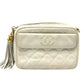 CHANEL Matelasse CC Mark Fringe Pochette Chain Crossbody Bag Shoulder Bag Lambskin Leather White Used