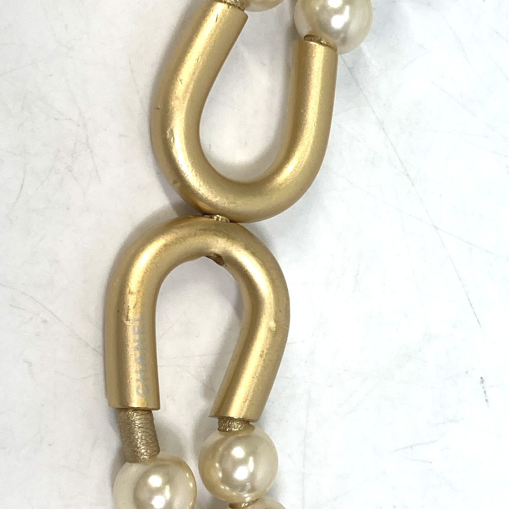 CHANEL 01C フェイクパール ズボン用ベルト ベルト レザー レディース ゴールド