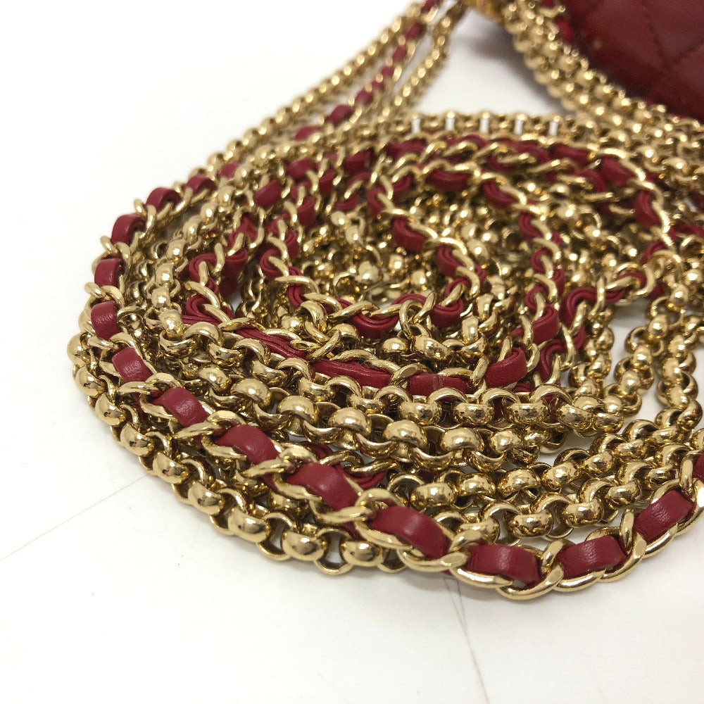 CHANEL ココマーク マトラッセ 3チェーン カバン 斜め掛け ショルダーバッグ ラムスキン レディース レッド - brandshop-reference