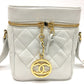 CHANEL CC ココマーク マトラッセ バニティ ショルダーバッグ ラムスキン レディース ホワイト
