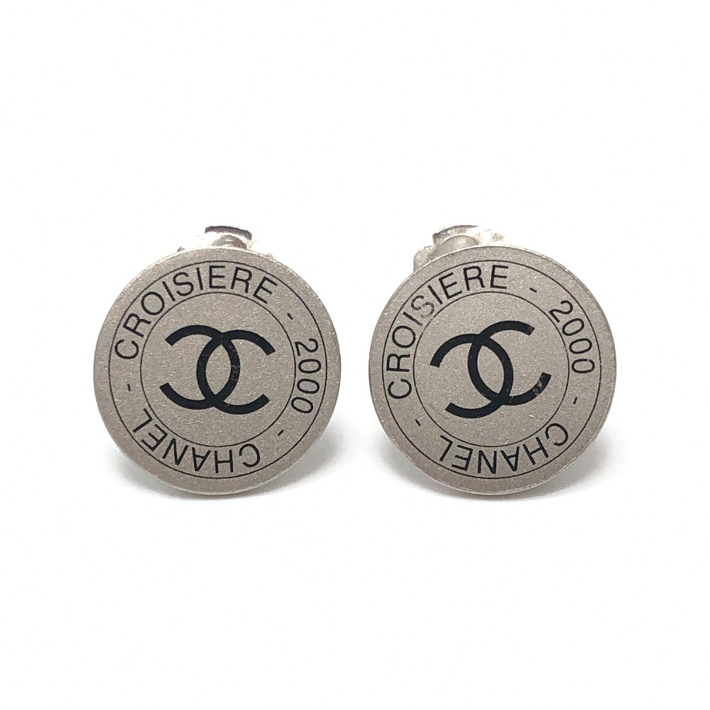 CHANEL 00C CC Mark 2000 CROISIERE Vintage accessory clip-on Earrings Metal Silver Used
