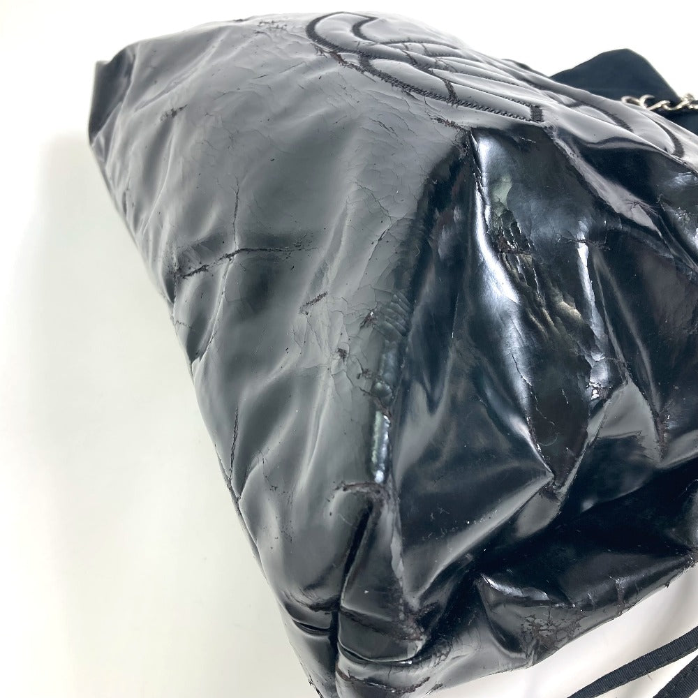 CHANEL 肩掛け トートバッグ カバン チェーン ショルダーバッグ トートバッグ エナメル レディース ブラック